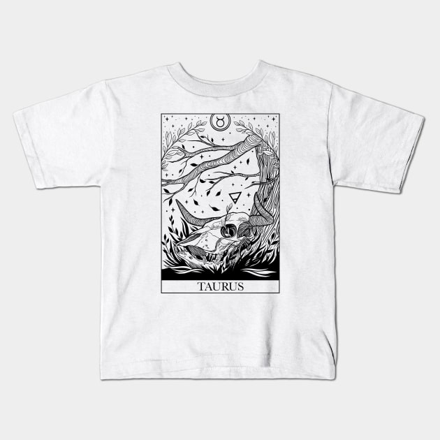 Zodiac sign tarot card Taurus Kids T-Shirt by OccultOmaStore